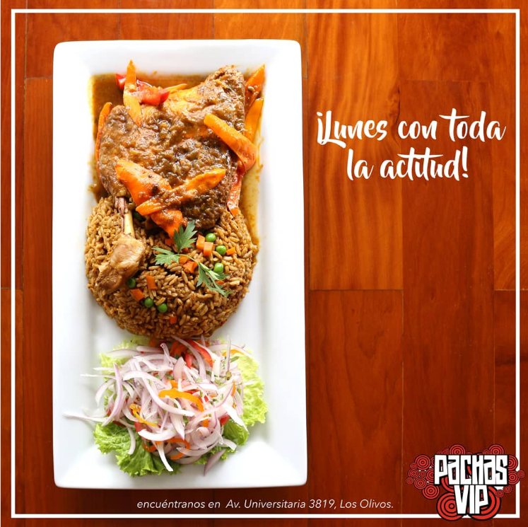 Plato criollo servido en Pachas VIP